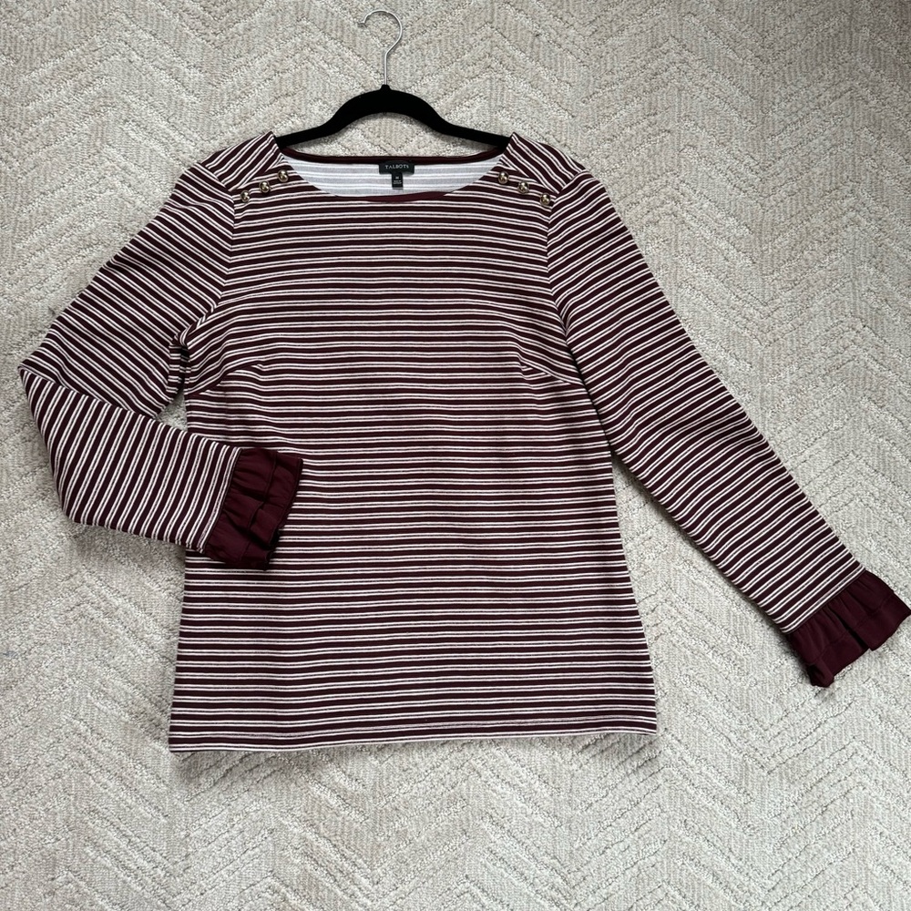 Talbots size M striped top with button detail